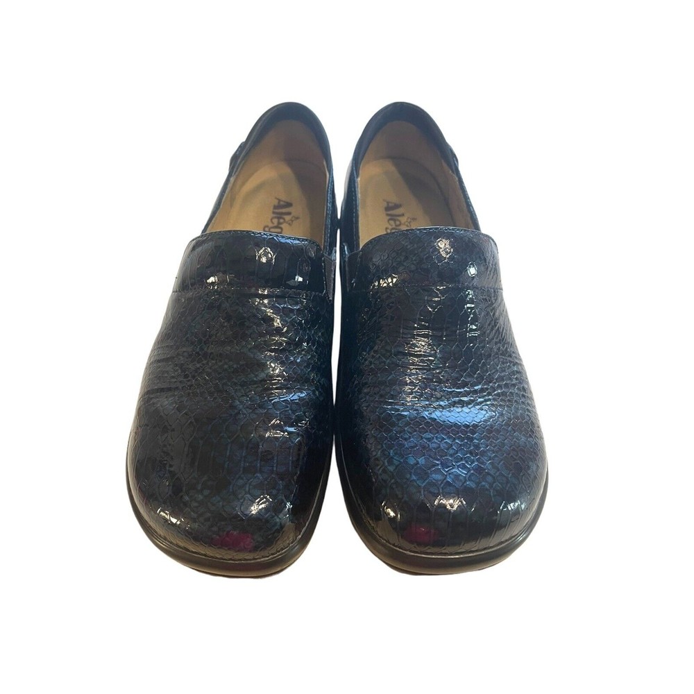 Alegria Blue Snakeskin Keli Clogs Slip On KEL-165 Size 8/39 Nurse Work Shoes